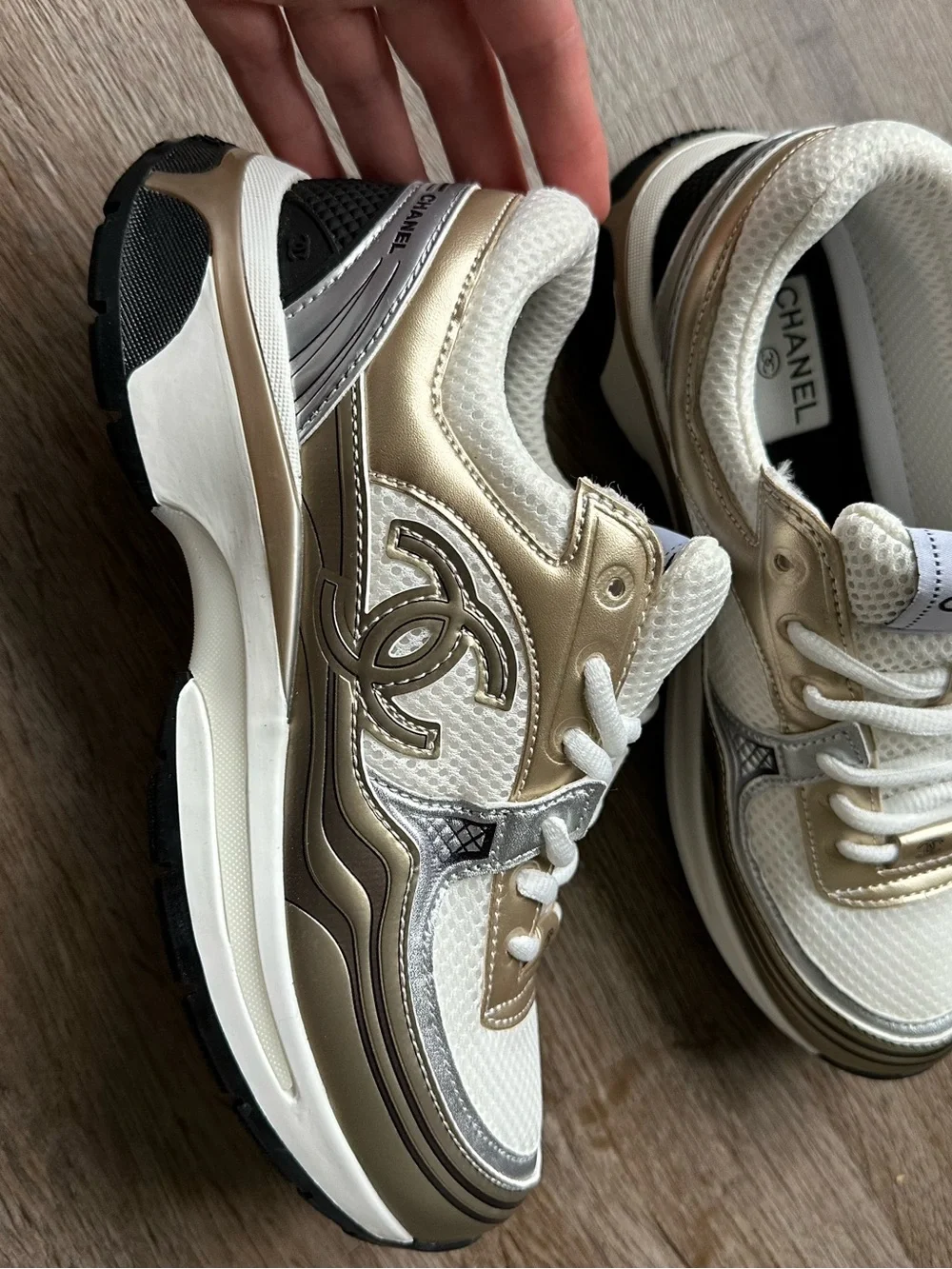 CHANEL Gold Sneakers - Picture 4 of 7